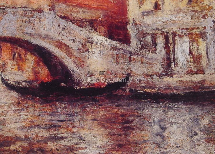 Gondolas Along Venetian Canal - 威廉·梅里特·查斯